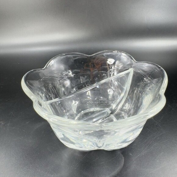 VTG Duncan Miller Glass Co Clear Divided Dish Bowl Footed Vintage Glass Decor - Picture 13 of 15